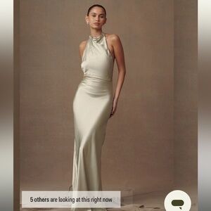 Esther Iridescent Satin Cowl Maxi Dress - Sage XXS